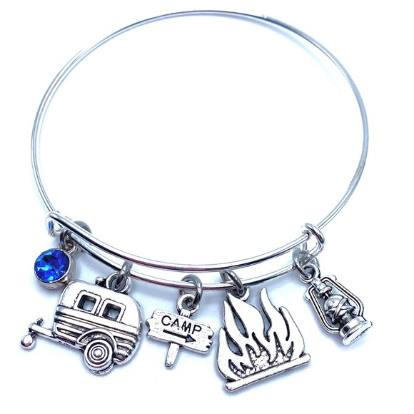 Camp Bracelet Bangle Camping Charms RV May Be Personalized - Picture 4 of 6